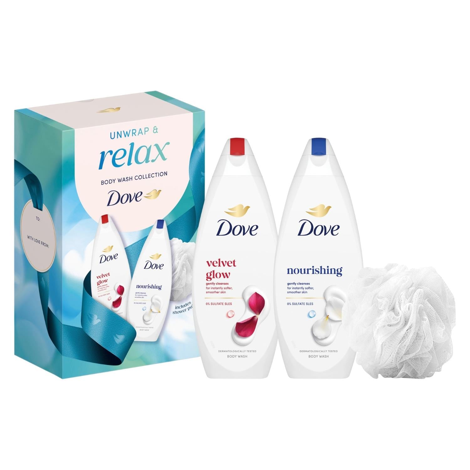 Relax Body Wash Collection Gift Set For Her With Shower Puff | Set of 3
