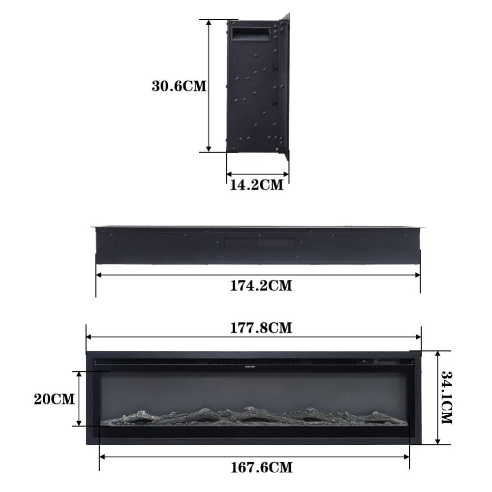 70 Inch Electric Fireplace 1800w Wall Mounted & Recessed & Freestanding Fireplace With Remote, 12 Flame Colors, Timer & Adjustable Heat For Home & Living Room