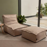 Dolce Indoor Outdoor Bean Bag Lounger And Footstool Beige Patio Chairs