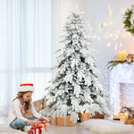 Christmas Tree With Flocked Realistic Tips, Hinged Xmas Tree | 6ft | Green