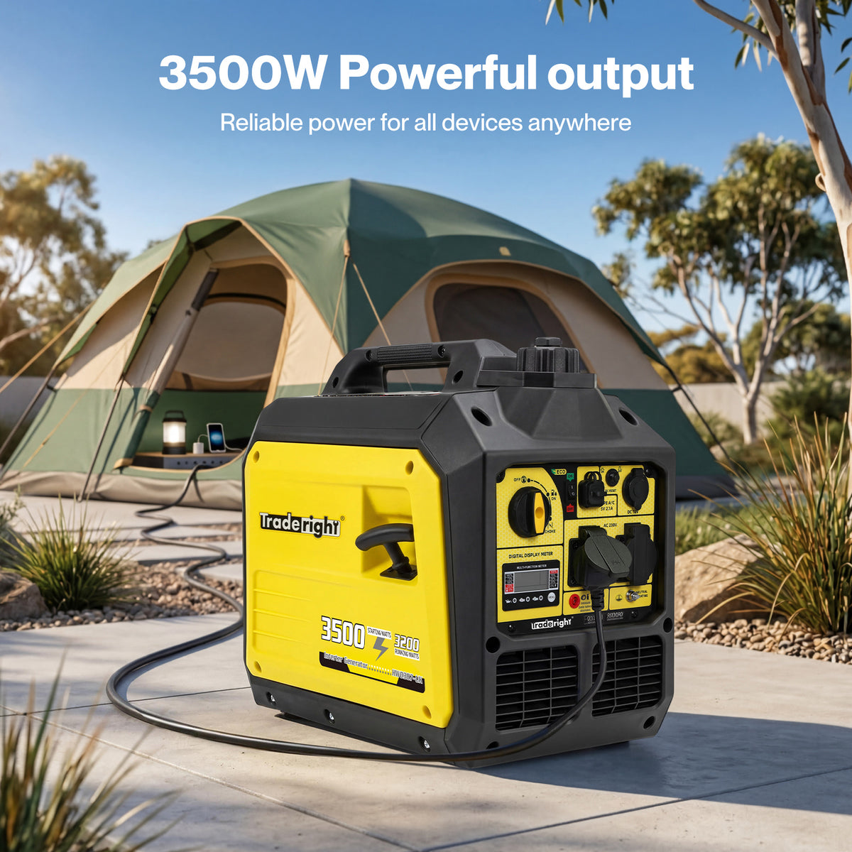 Inverter Generator 3500w Portable Petrol Quiet Backup Power Pure Sine | Yellow