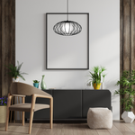 Kronos Pendant Lamp 1xe14 Industrial Chic With The Flattened Cage Surrounding The Elegant Glass Shade