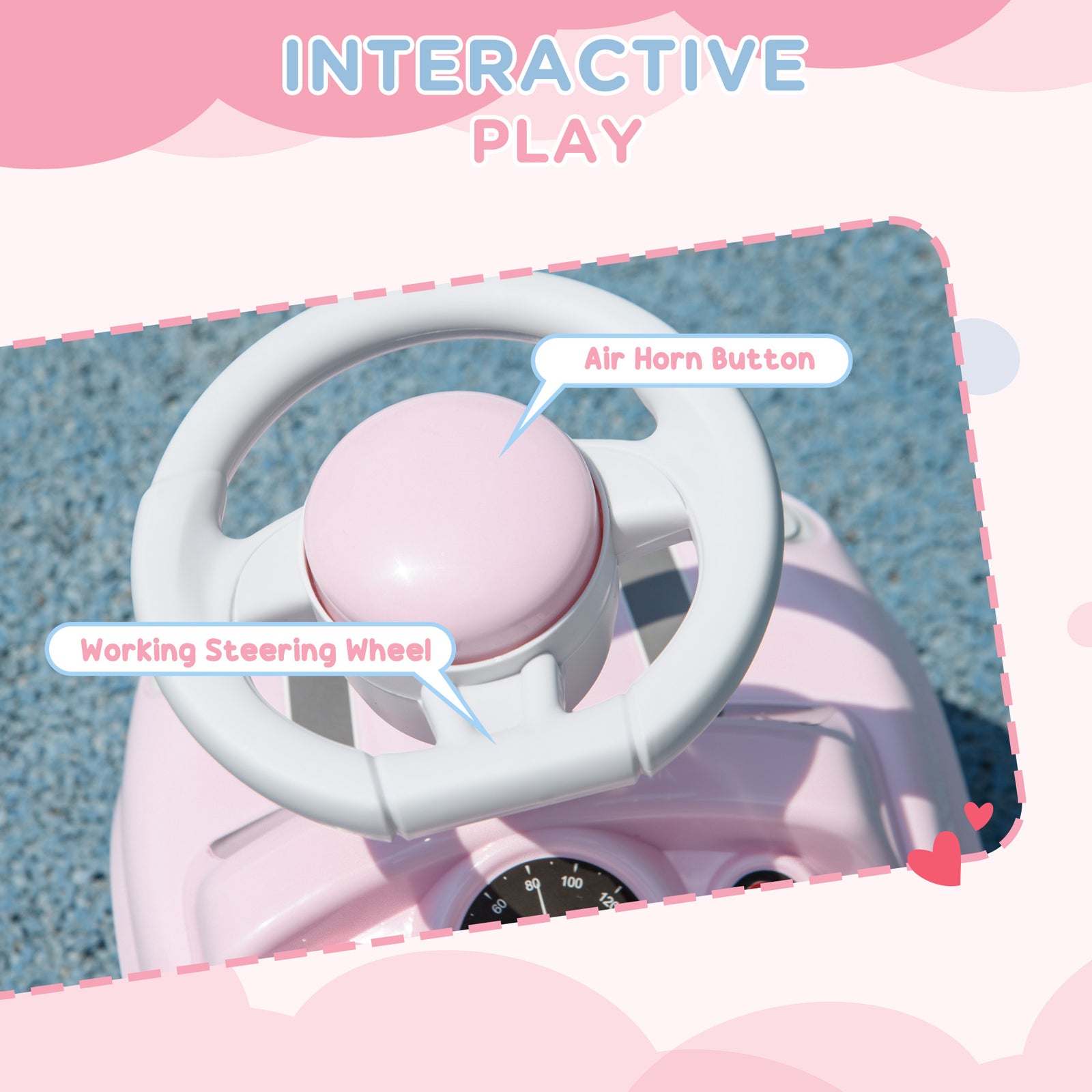 Ride On Car Foot To Floor Sliding Car W/ Air Horn | Pink