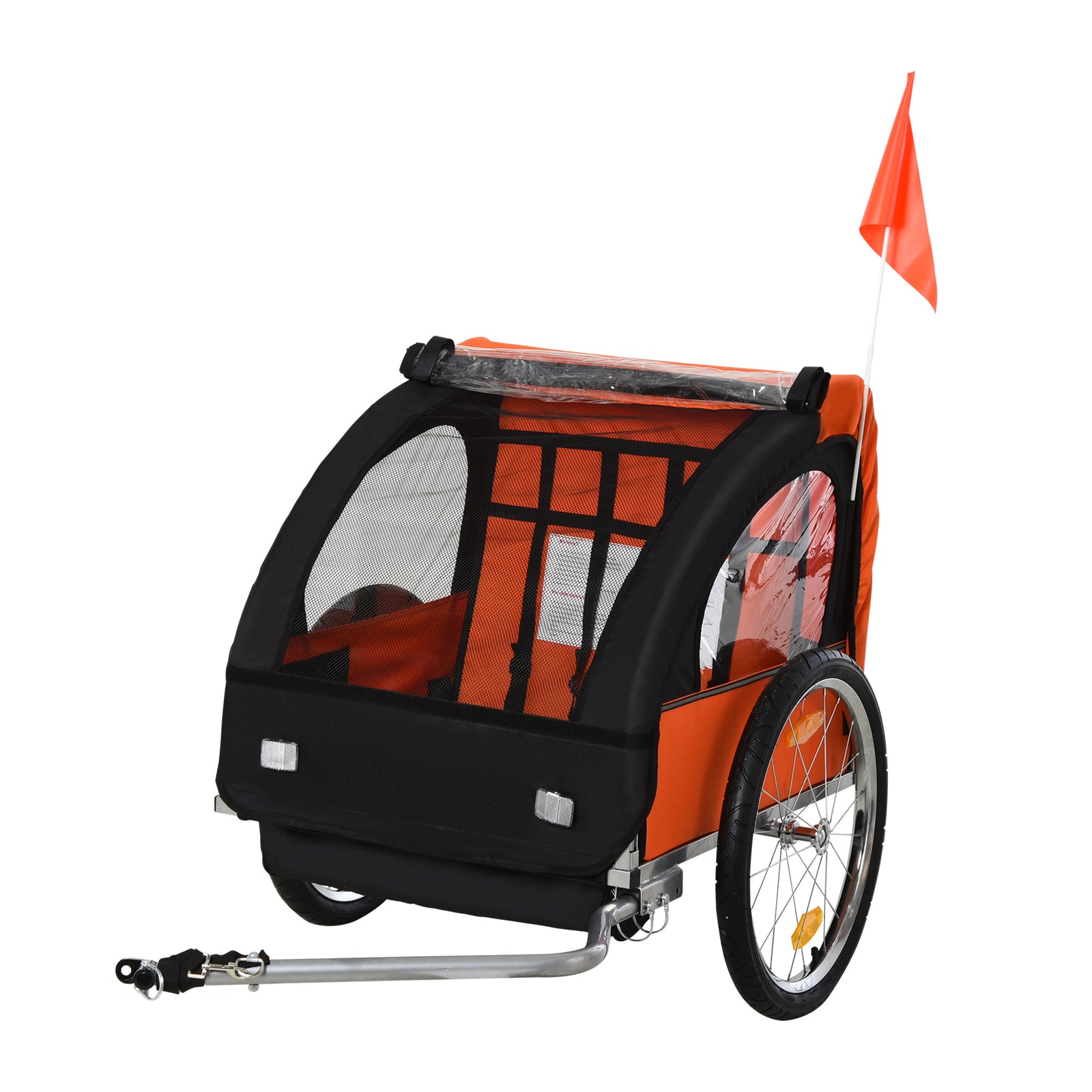 18m+ 2-seat Child Bike Trailer For Kid W/ Steel Frame Seat Belt | Yellow