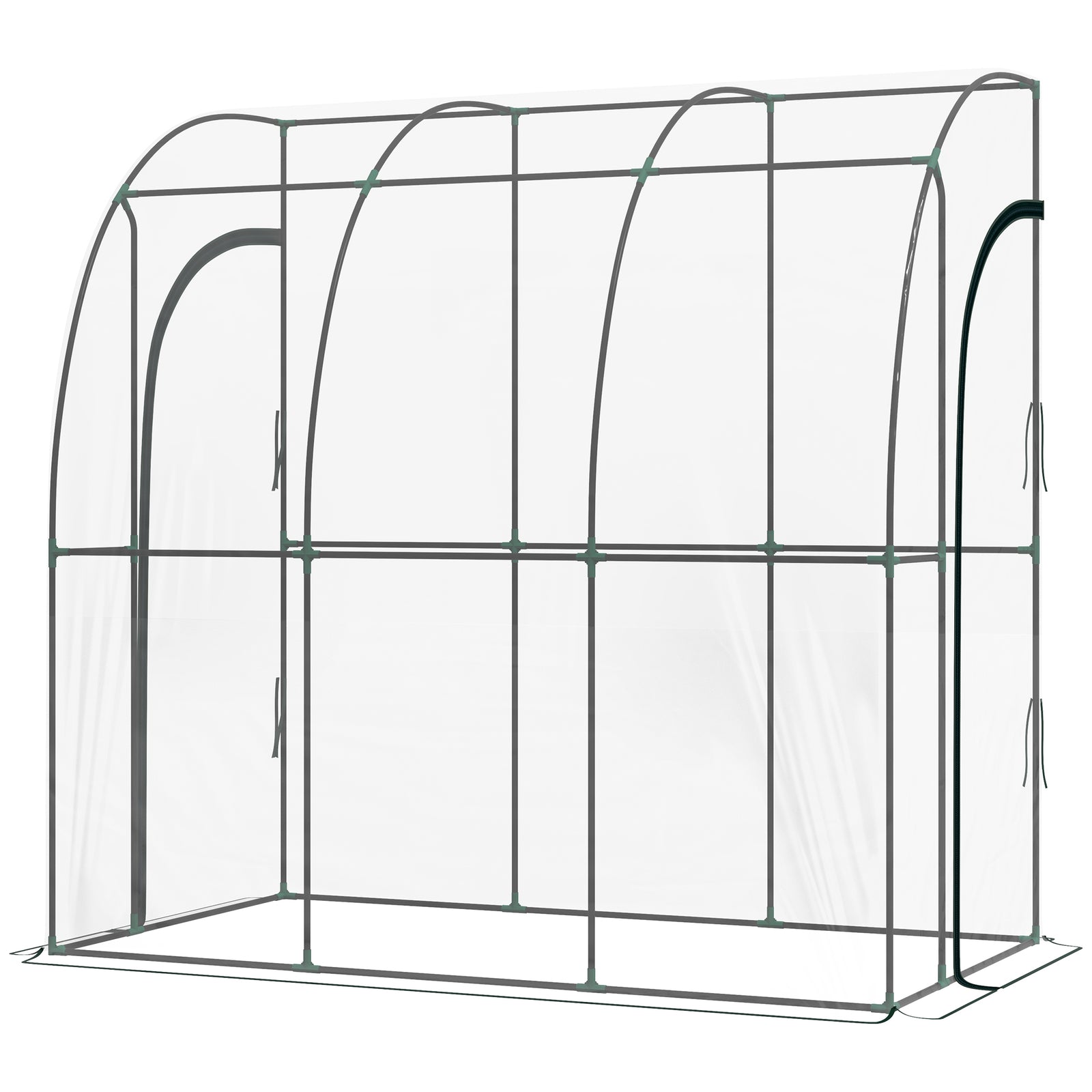 214x118x212cm Walk-in Lean-to Greenhouse