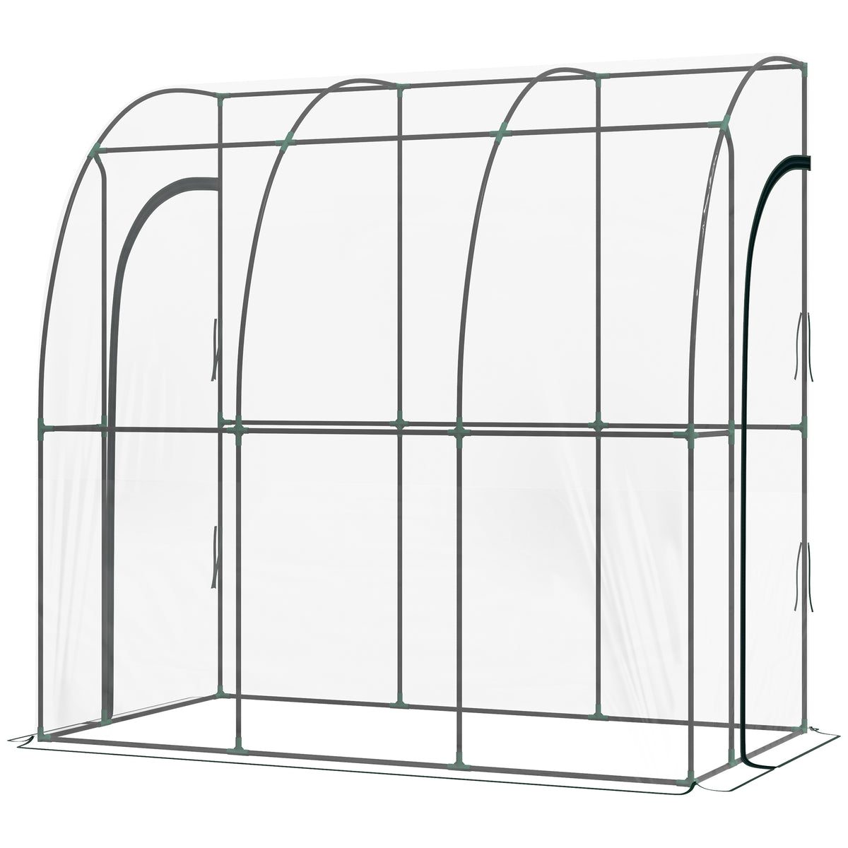 214x118x212cm Walk-in Lean-to Greenhouse