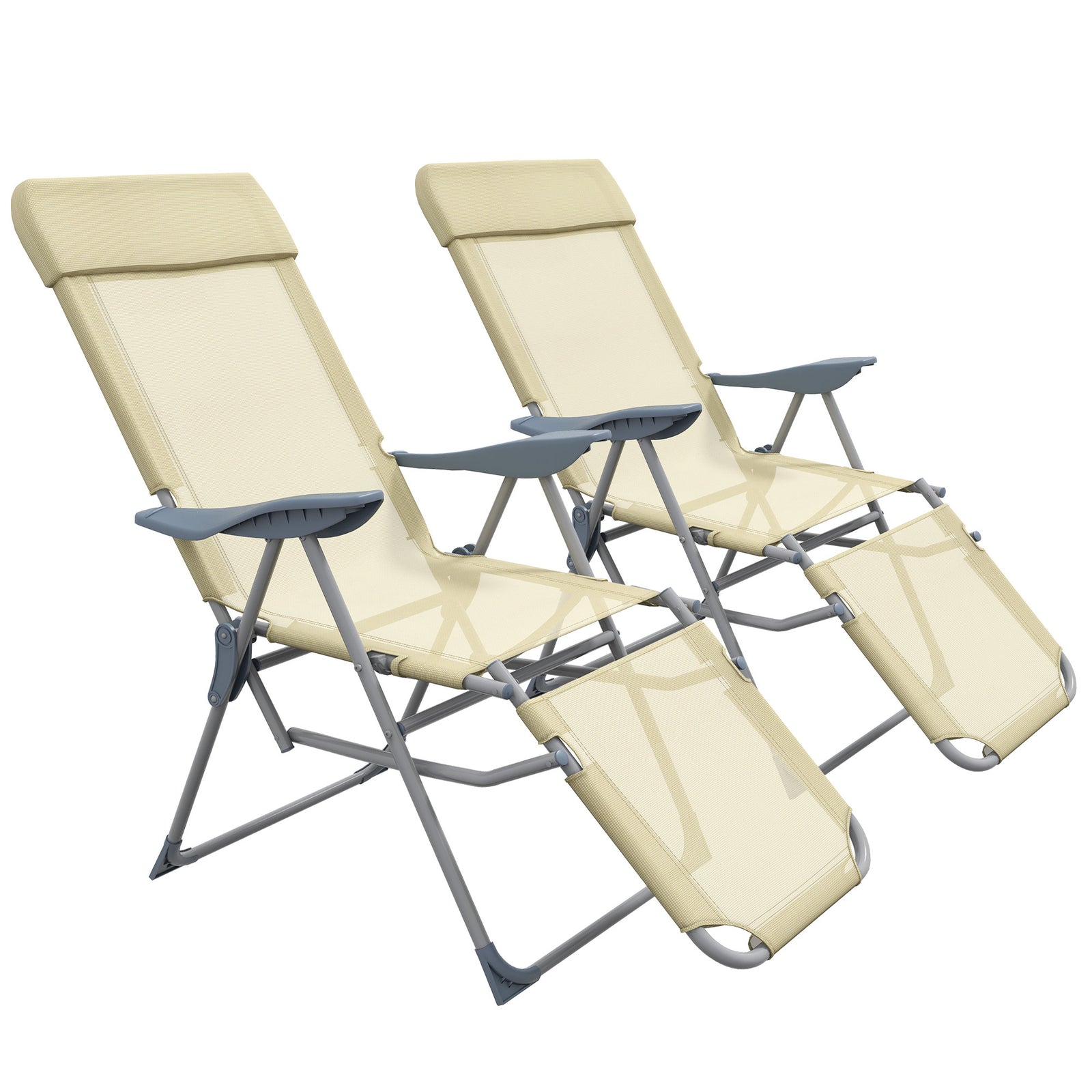 Reclining Garden Chairs Set Of 2 W/ 5-level Backrest