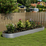 Garden Bed Oval-shaped Galvanized Steel Raised  Galvanized Planter Box Garden Planter With Metal | Large | Galvanized Silver