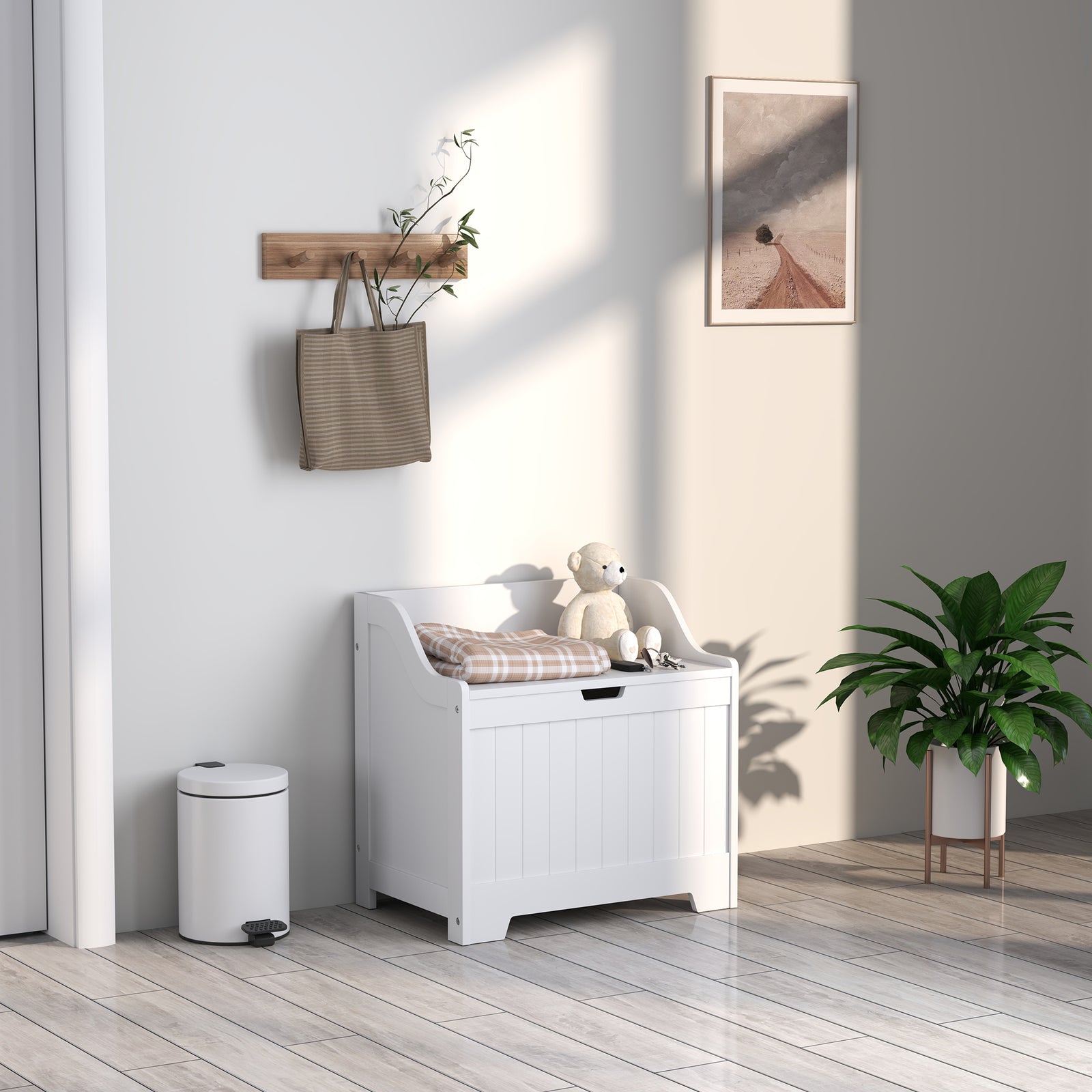 Storage Trunk With Safety Hinge For Living Room, 56.4cm | One Size | White