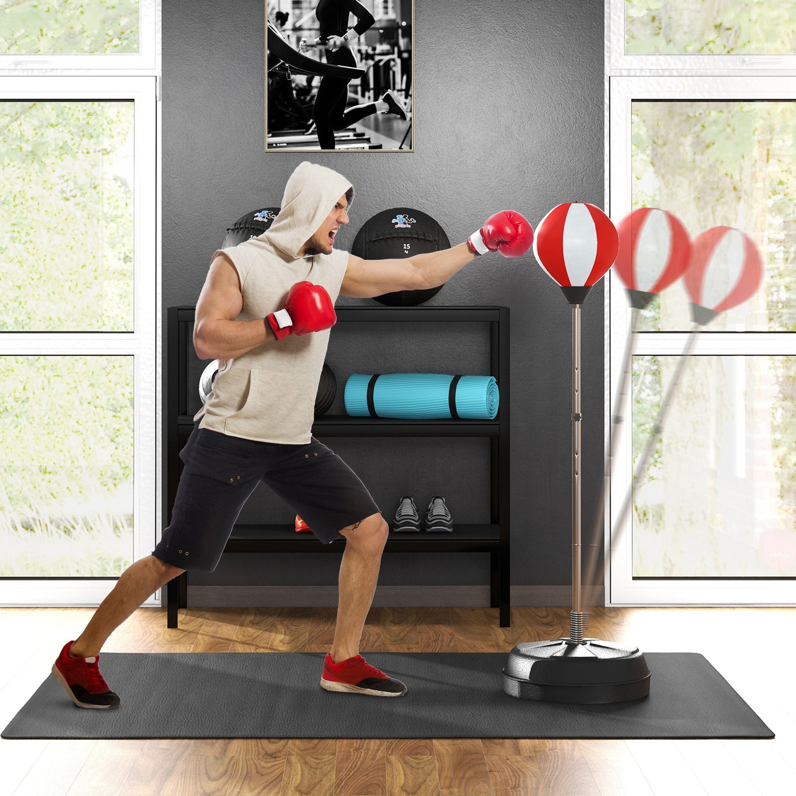 Punching Bag W/ Stand Boxing Bag Set W/ Adjustable Height