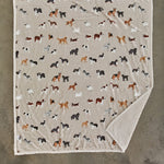 Mixed Dogs Throw – Oatmeal Sherpa Fleece With All-over Dog Print, 140x180cm | 140cm x 180cm | Beige