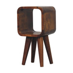 Solid Wood Extra Mini Minimalist Open Curved Chestnut Bedside