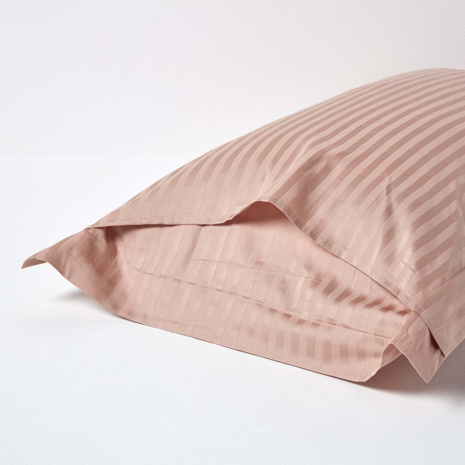 Egyptian Cotton Satin Stripe Oxford Pillowcase 330 Tc | King Pillow Case | Taupe & Beige