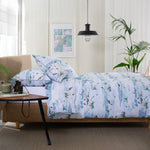 Wader Cotton Duvet Cover Set 100% Fabric With Printed Design And Piped Edges | King | Blue