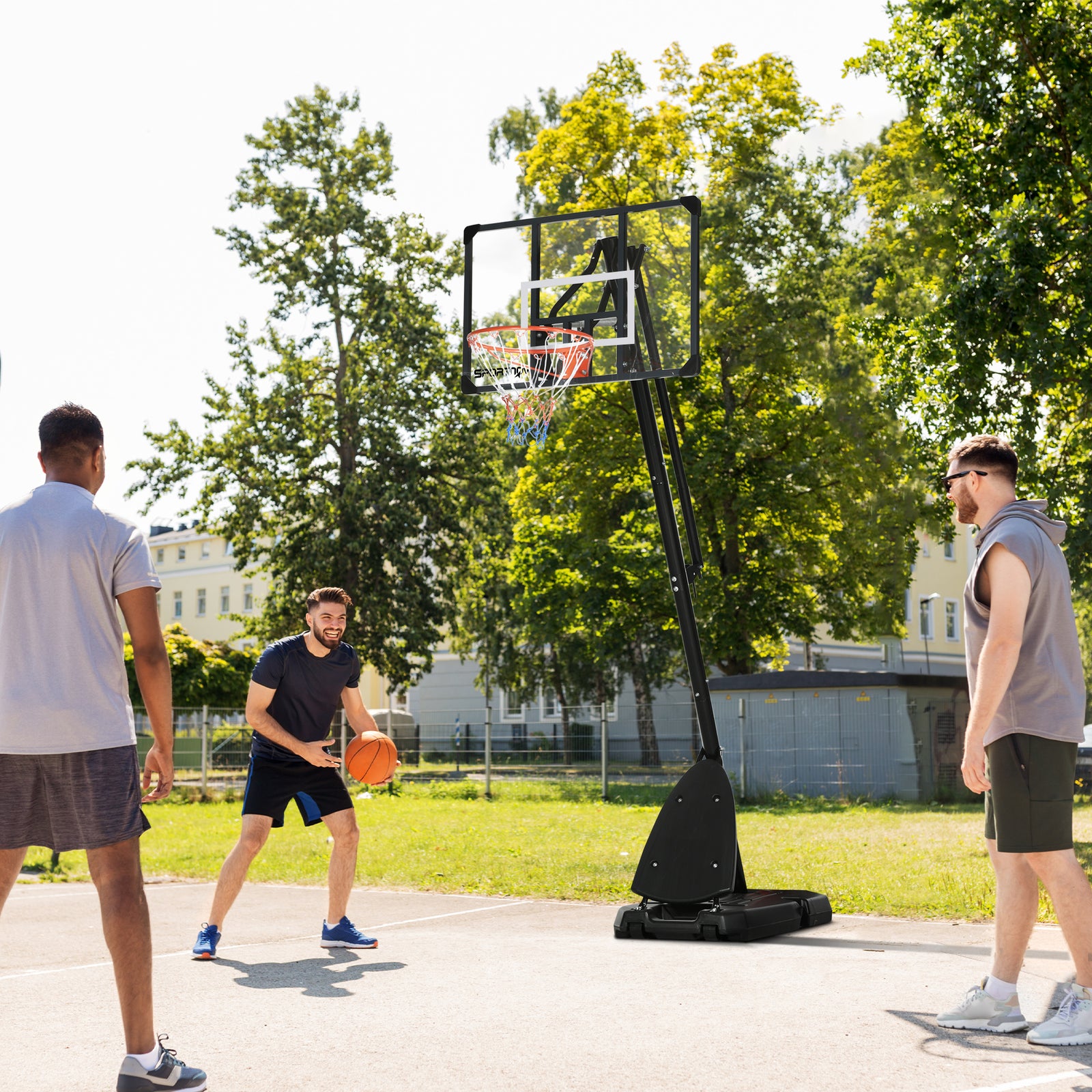 Adjustable Portable Basketball Hoop And Stand With Wheels | Black