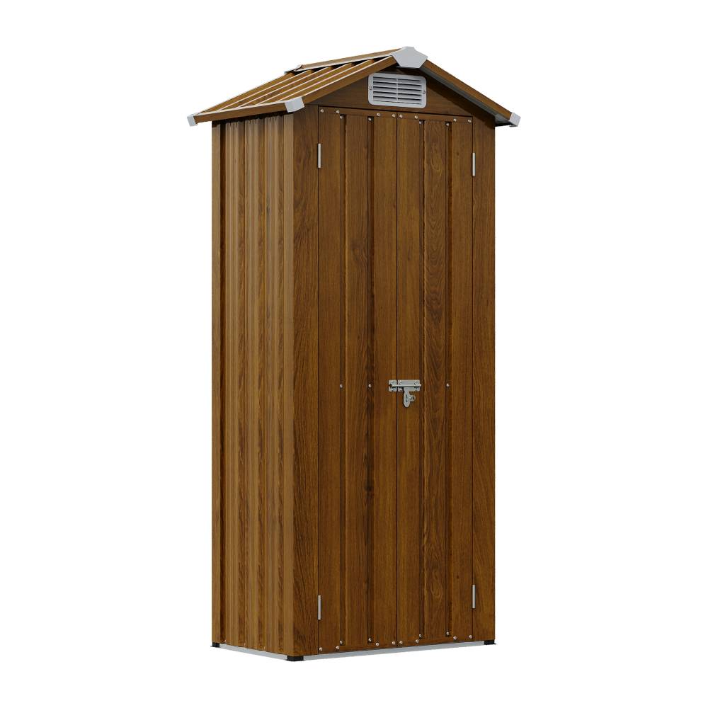 Metal Garden Storage Cabinet 2.76×1.87 Ft Outdoor Shed With 2 Shelves & 2 Vents, Lockable Double Doors