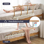 Bed Rail Folding Bed Guard Safety For Elderly Adults Assist Bed Side | White