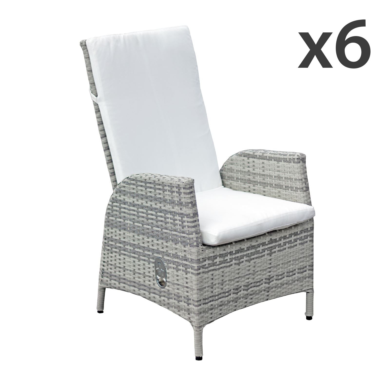 Lisbon Pack Of Rattan Reclining Dining Chairs | Set-of-6 | Mixed Grey