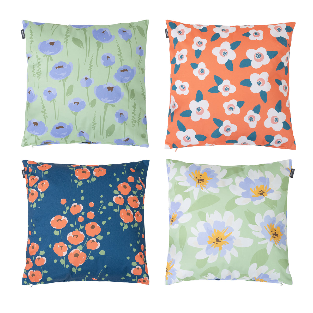 Floral Indoor Outdoor Cushion Set Of 4 Water Resistant Cushions