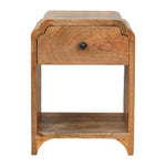 Solid Wood Newton Mini Oak-ish Nightstand With A Drawer And Open Shelf