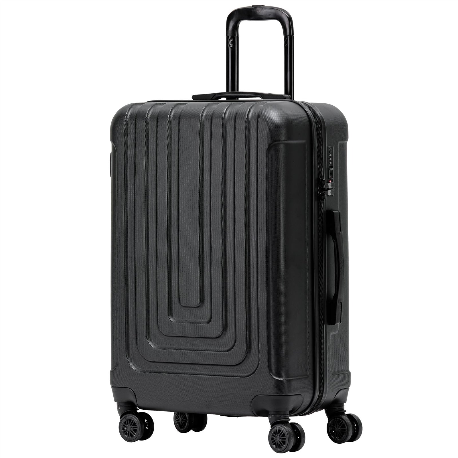 Medium 26" Hard Shell Check In Suitcase 8 Spinner Wheels Hold Luggage | Medium | Black
