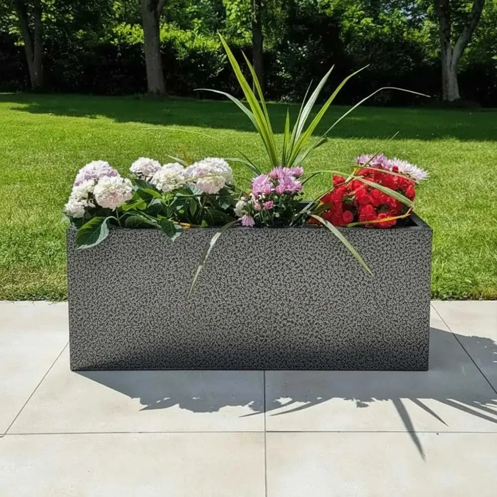 Zinc Galvanised Trough Planter | 75cm x 32cm x 32cm | Silver Black