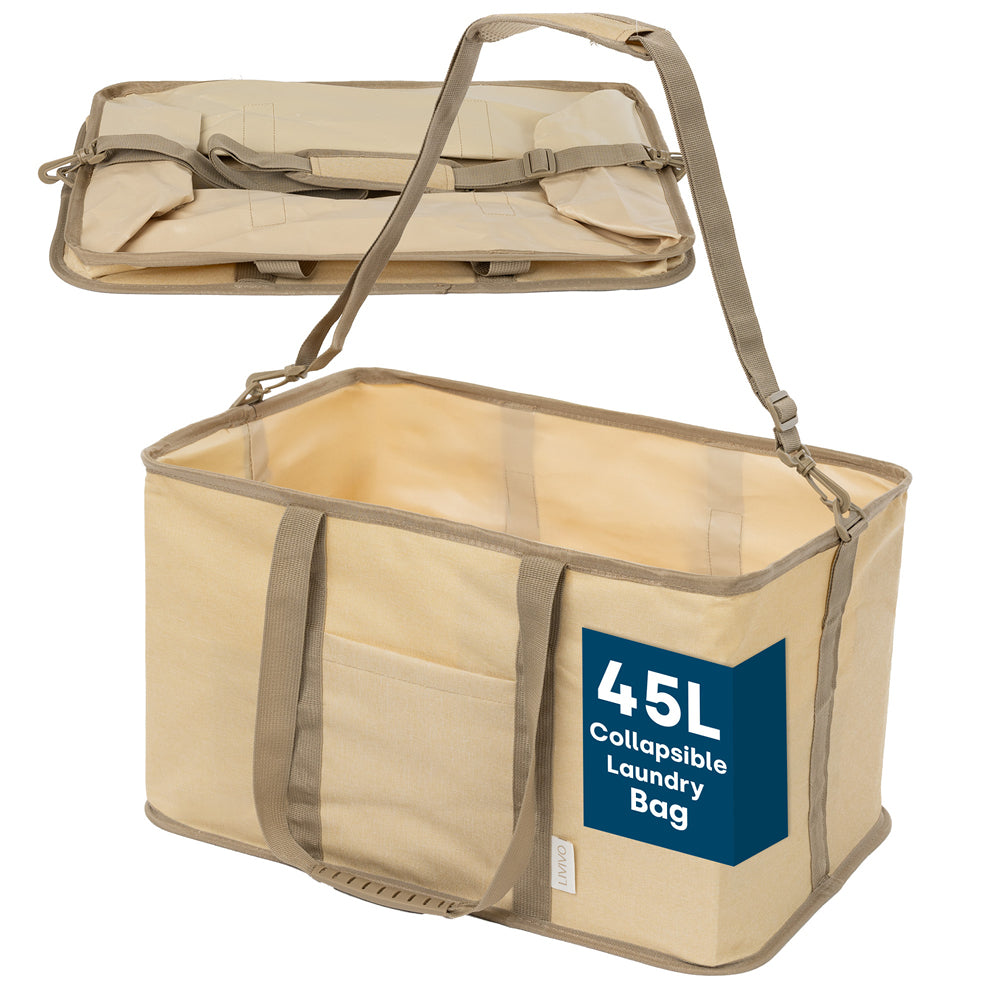 Livivo Collapsible 45l Laundry Basket With Detachable Carrying Strap