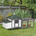 Pawhut Chicken Coop Hen Poultry House W/ Nesting Box Outdoor Run Patio Wooden | Gray