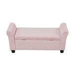 Corduroy Upholstered Storage Bench With Armrests | Pink