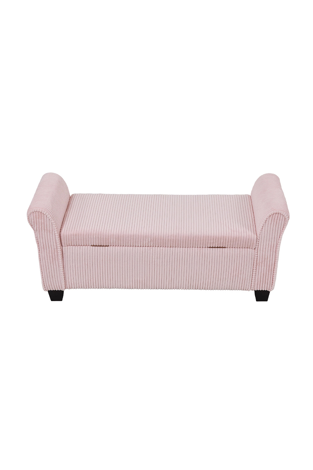 Corduroy Upholstered Storage Bench With Armrests | Pink
