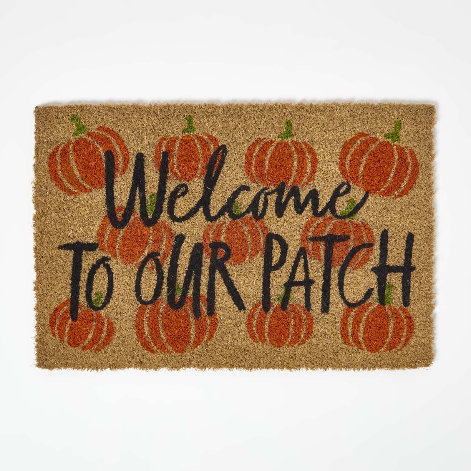 HOMESCAPES Pumpkin Patch Non-slip Coir Doormat, 40 X 60 Cm
