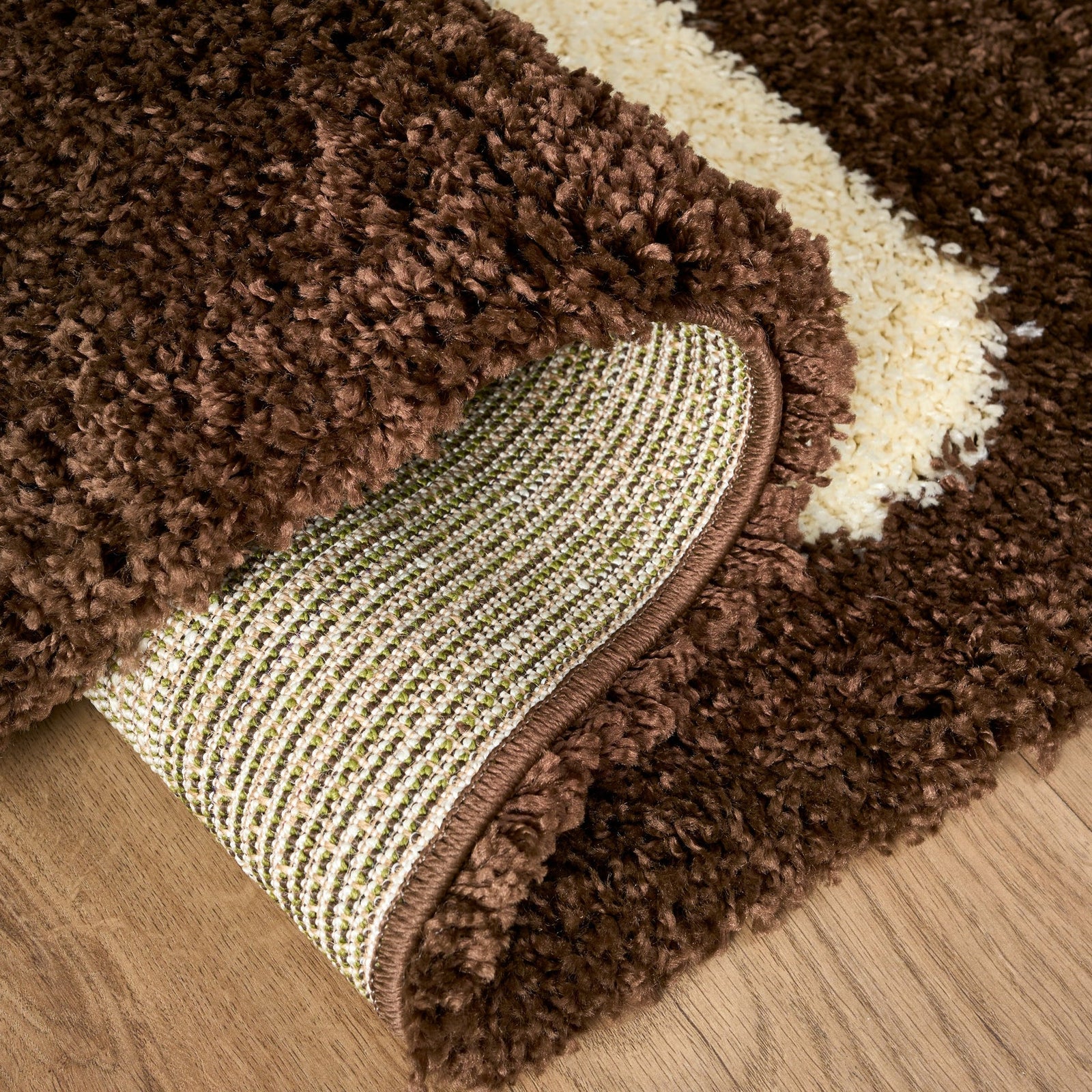 Geometric Thick Shaggy Fluffy Deep Pile Living Room Runner | 60cm x 230cm | Brown