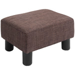 Chic Linen Fabric Footstool Ottoman Cube 4 Plastic Legs | One Size | Brown