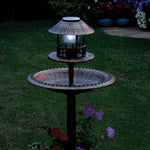 Bird Bath And Feeder With Solar Powered Lantern (Bronze)