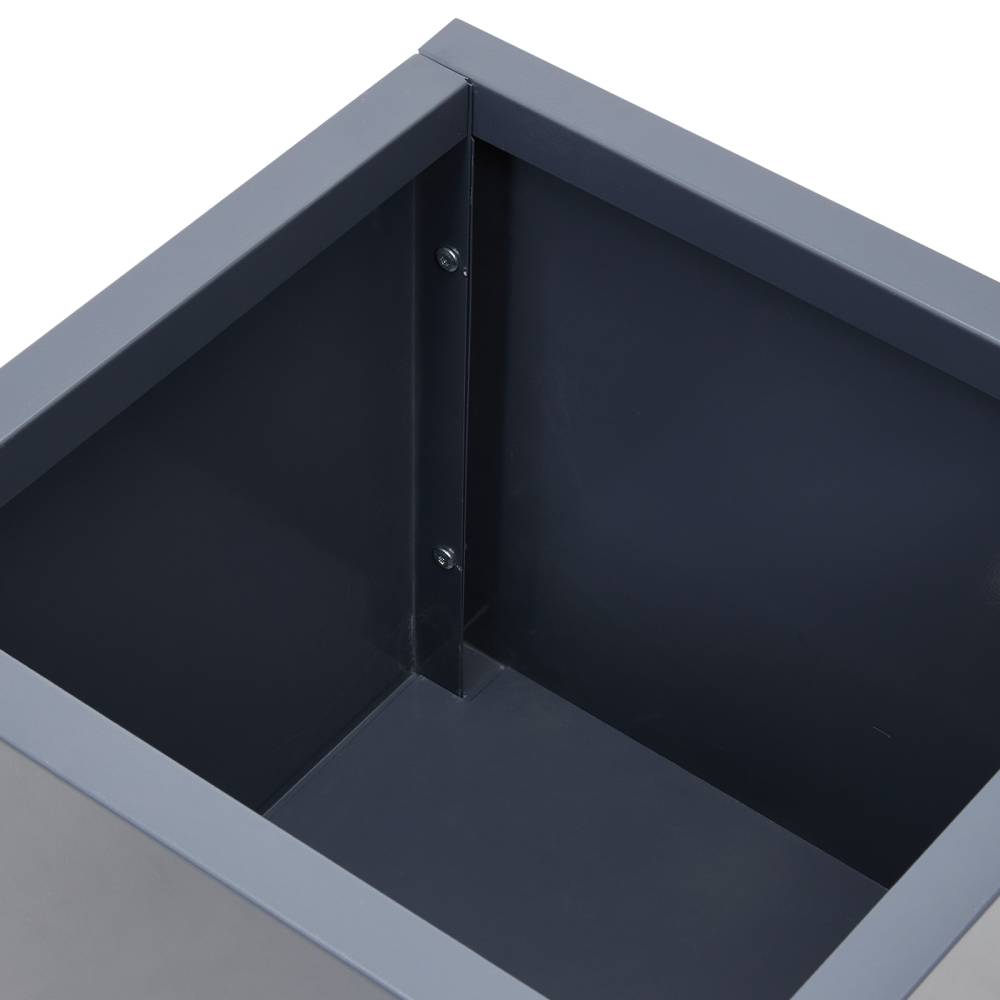 Zinc Galvanized Steel Planter Box With Drainage Hole –square Raised Planter Box Outdoor Balcony Garden Trough Pot | Medium | Anthracite Grey