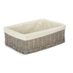 Large Wicker Grey Wash Lined Storage Tray | Large | Gray