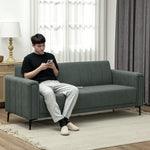 3 Seater Sofa, Modern Fabric Couch With Channel Tufted | Grey
