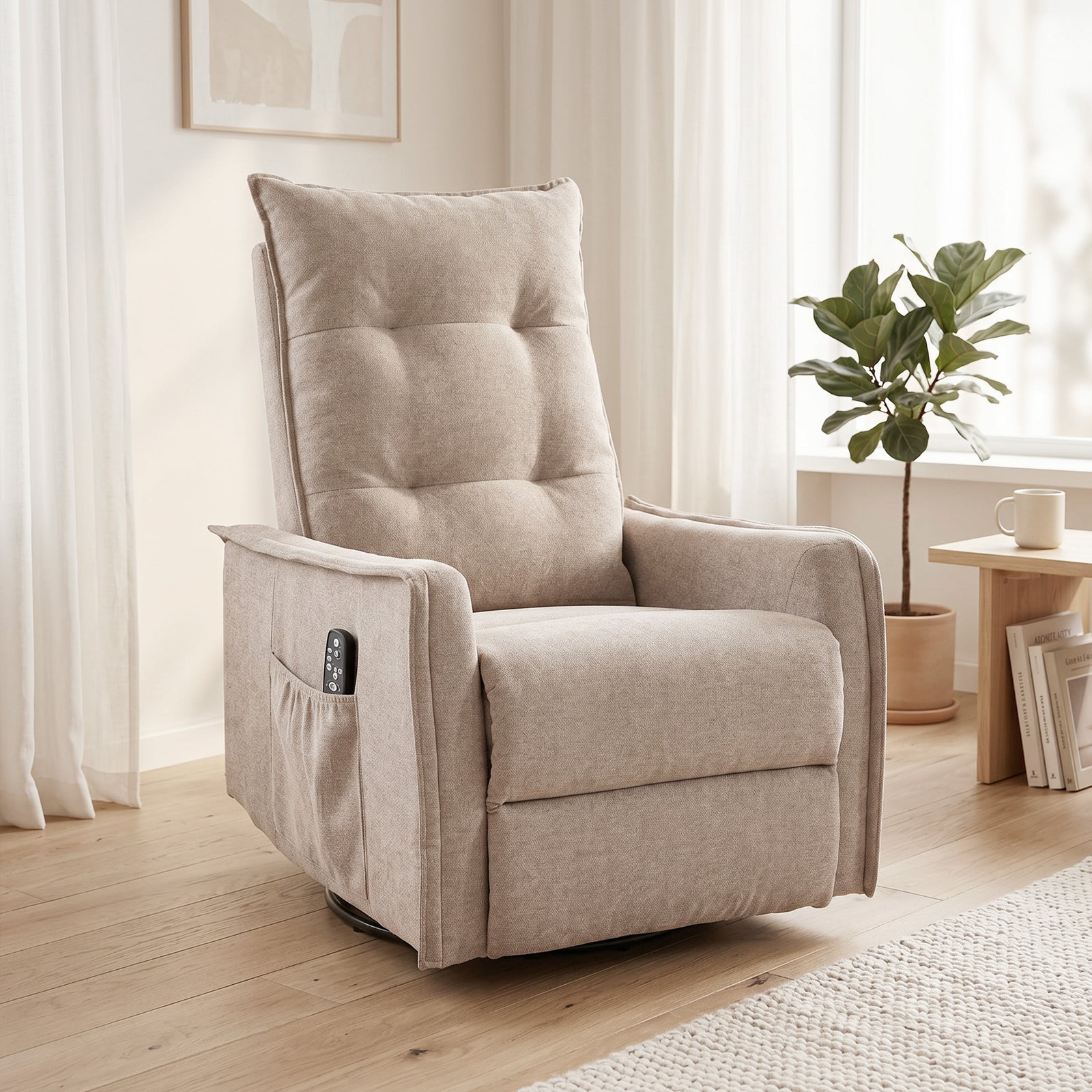 Massage Recliner Armchair, Swivel Rocking Recliner Chair | Brown