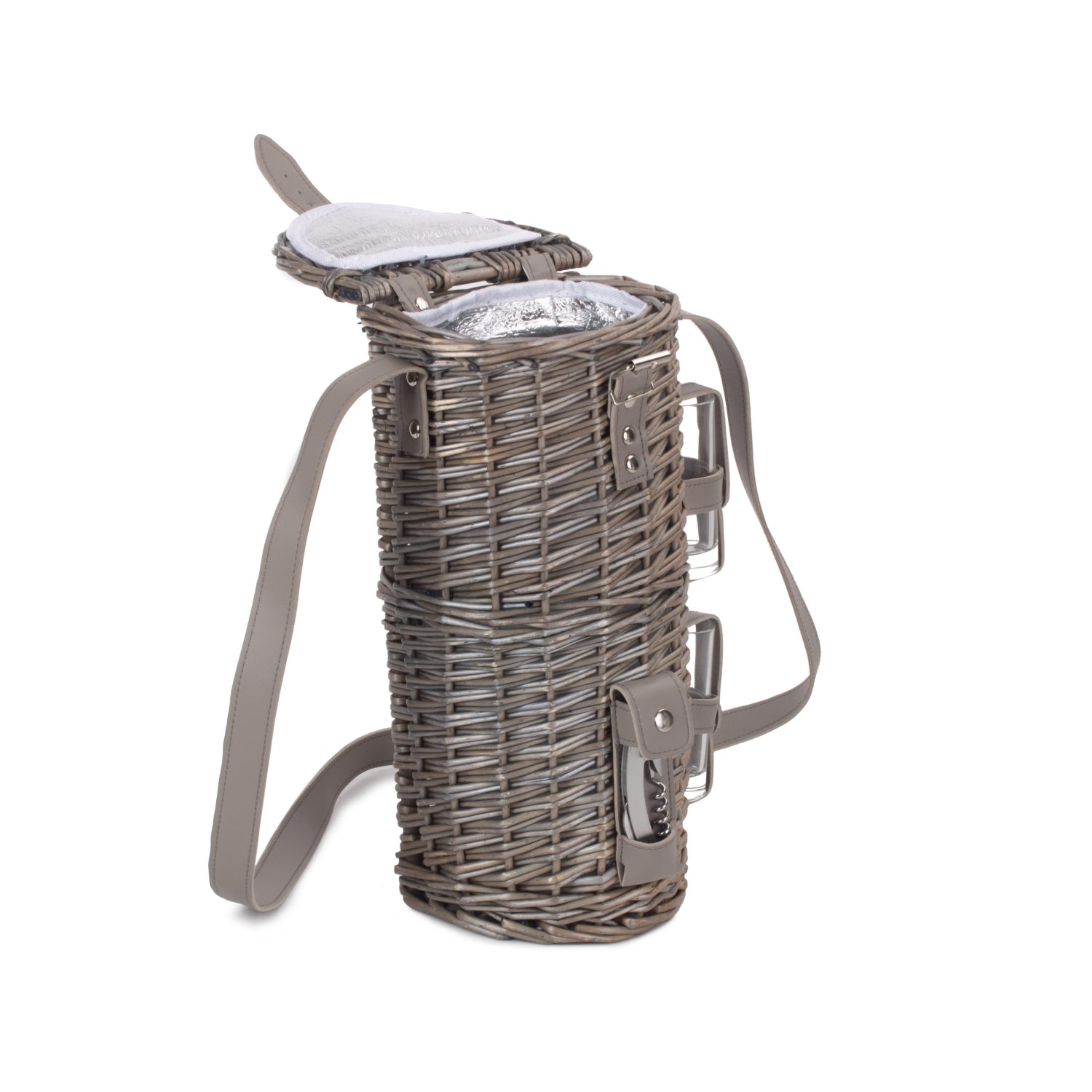 Single Bottle And 2 Cartridge Glass Carrier With Shoulder Strap