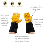 Luxury Leather Gauntlet Gloves, Golden Yellow | Large | Yellow
