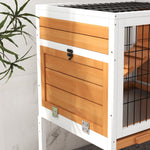 Wooden Rabbit Hutch, Small Animal House W/ Removable Tray, Openable Roof | Yellow