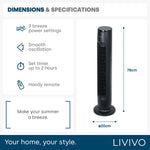 Livivo 32" Tower Fan - Black
