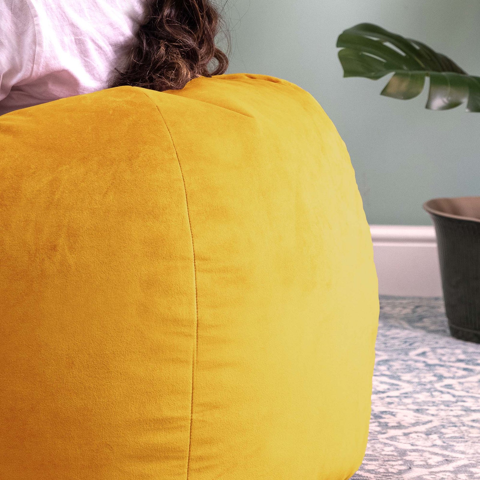 Aurora Velvet Bean Bag | Yellow