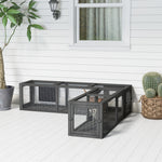 Cat Tunnel, 250cm Extra Long Wooden Cat Play Tunnel With 8 Doors Grey