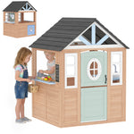 AIYAPLAY Playhouse For Kids, Wooden Wendy House With Pet Door, Play Kitchen