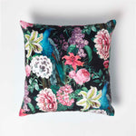 Floral Peacock Filled Velvet Cushion 46 X 46 Cm | 45cm x 45cm | Teal