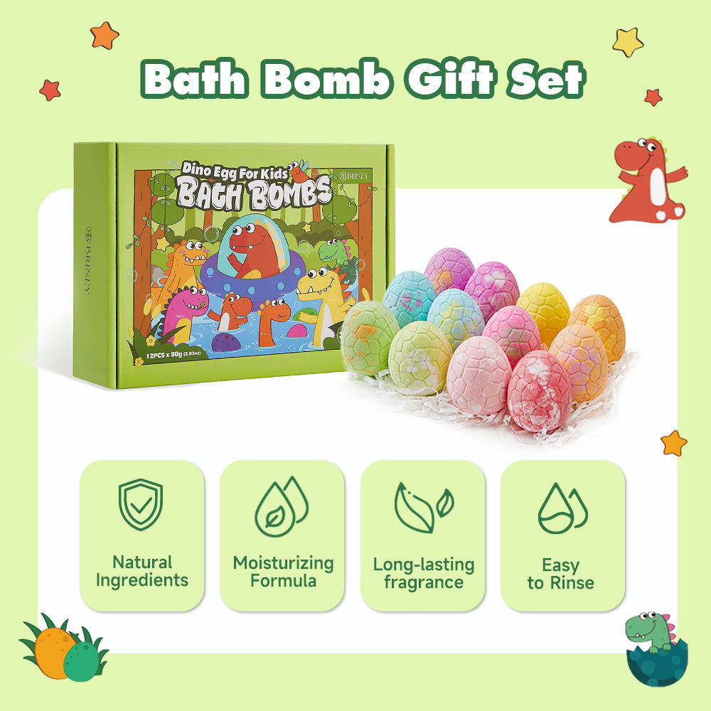 12pcs Dino Egg Bath Bomb Kit With Dinosaur Toy Bath Bombs For Kids