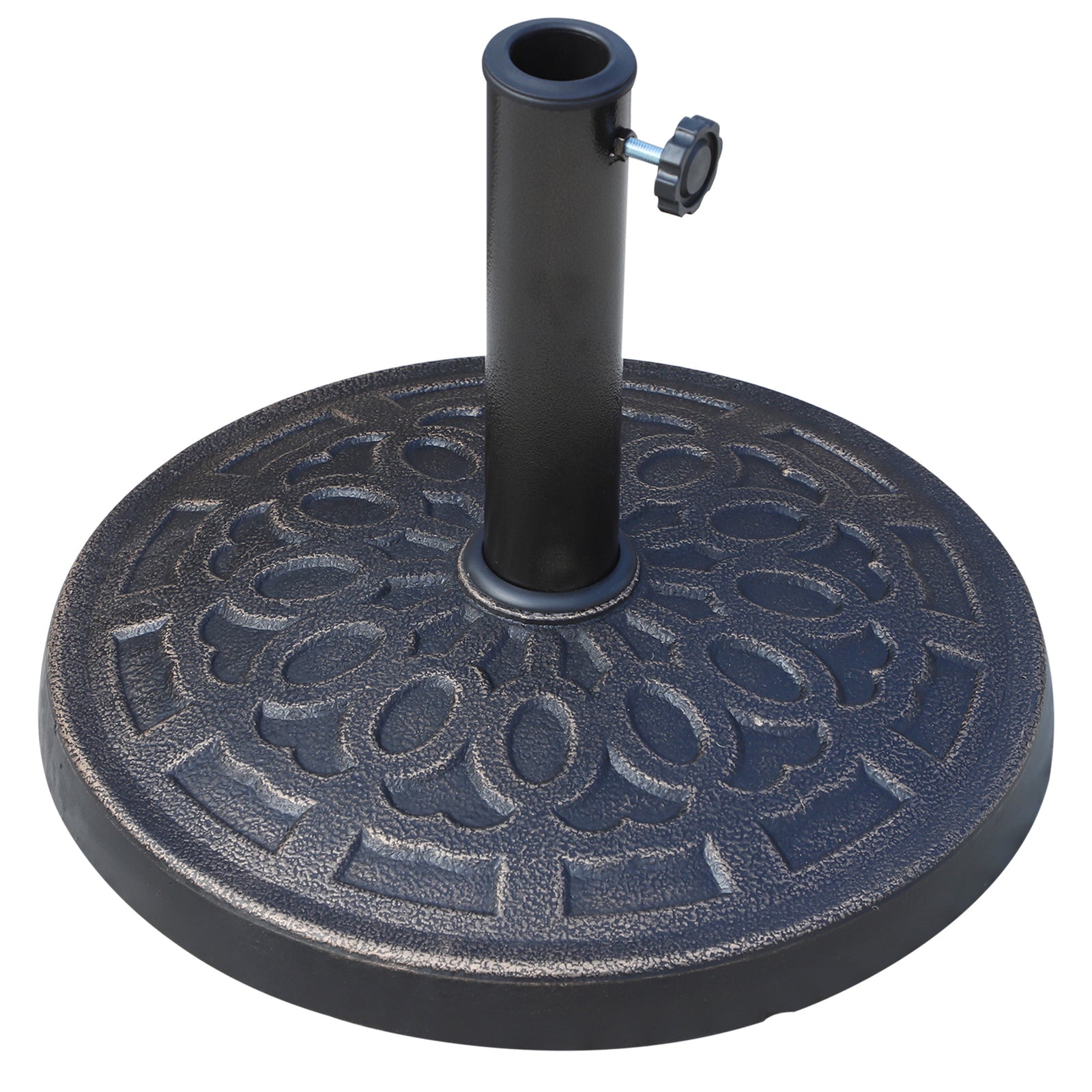 Garden Parasol Base, Round Resin Sun Umbrella Base | 12kg | Bronze