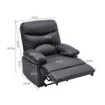Manual Faux Leather Recliner Armchair Upholstered Lounge Chair With Adjustable Backrest & Footrest For Living Room, Bedroom, Home Theater & Office | Black