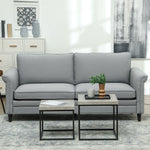 Modern 3 Seater Sofa For Living Room, Fabric Couch Settee | Grey